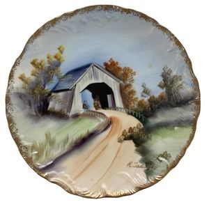 K. Takagi Japan Hand Painted Porcelain Barn Decorative Collector Plate P226 VTG